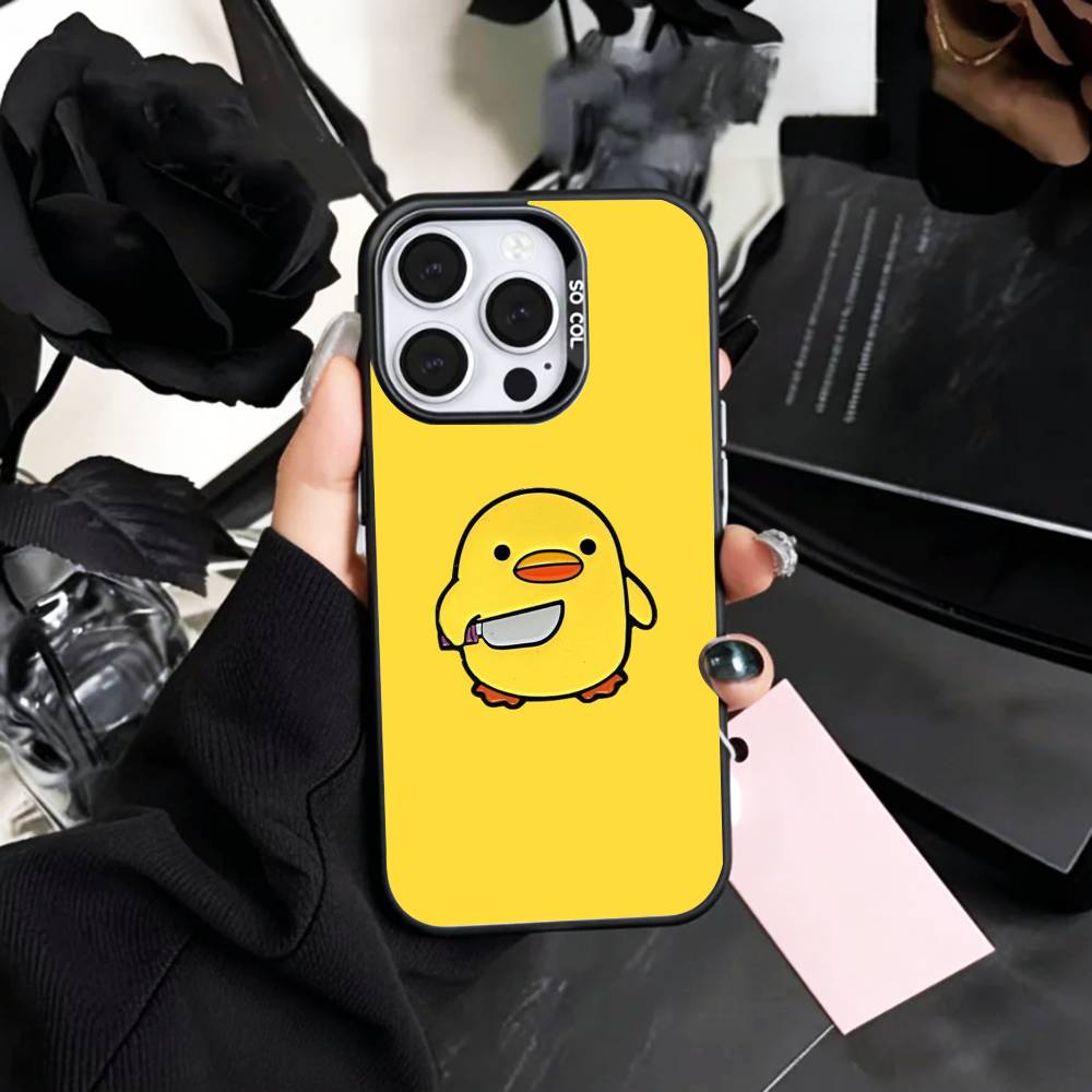 Adorable Yellow D-Duck   Phone Case For iPhone17,16,15,14,13,12,11 Plus,Pro Max Colored Silver Plated Inside Cover