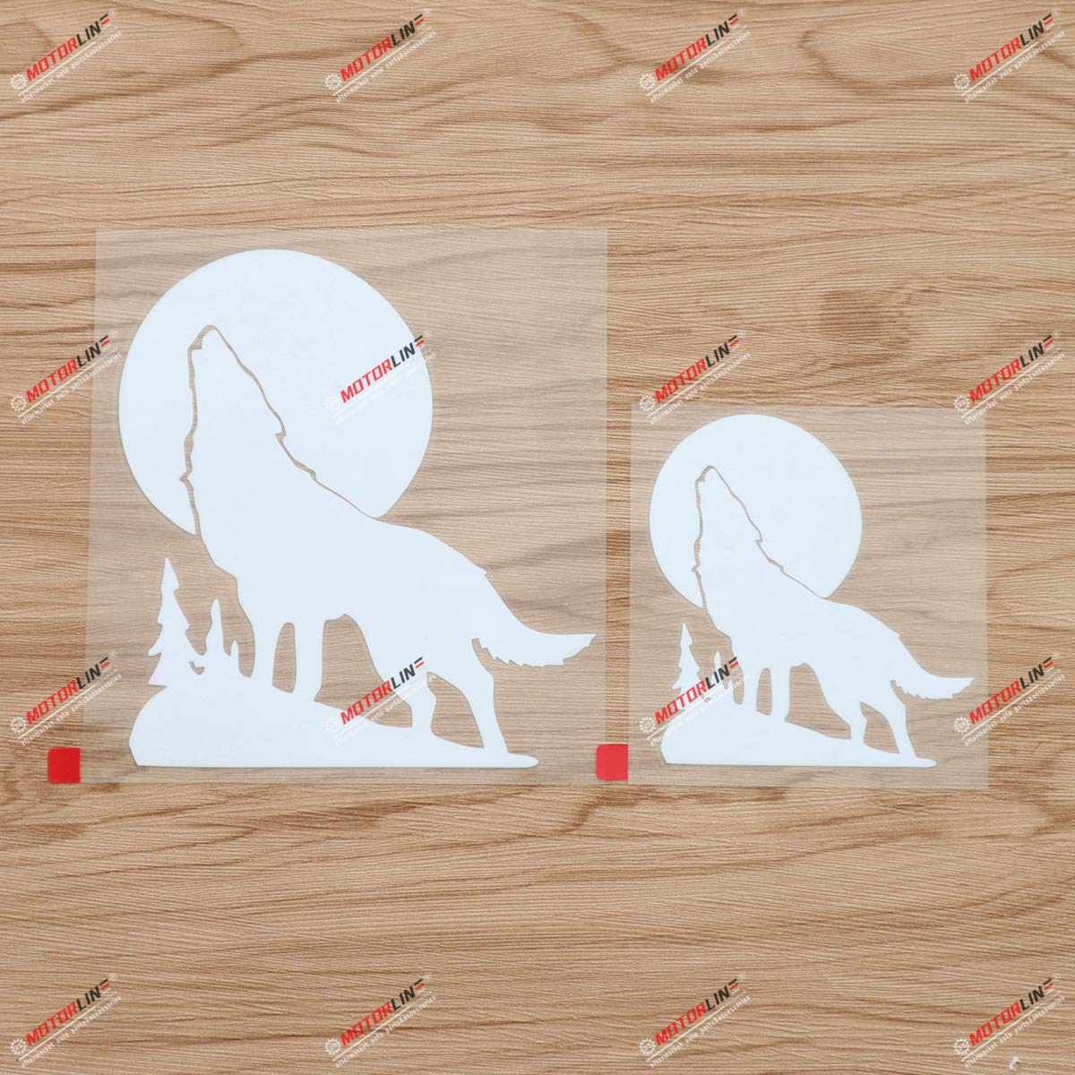 

2 Pcs White 4 , 6 Wolf Howling Moon Silhouette Decal Vinyl Sticker for Car Boat Laptop Die Cut No Background белый