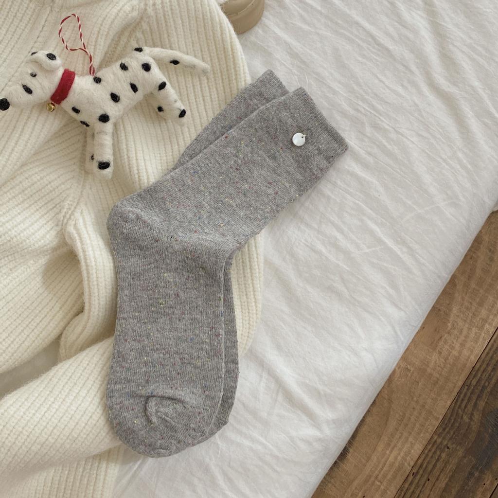 Winter Korean Socks Dongdaemun Thickened Warm Socks Shell Button Decorative Wool Socks Ideas Yarn Tube Socks