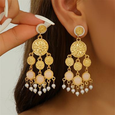 Boucles d'oreilles Perles Pompon Rond Aiguille d'Argent Ancienne - Boucles d'oreilles Puces Style Cour Rétro - Uniques et Haut de Gamme, Accessoires d'Oreilles Exagérés