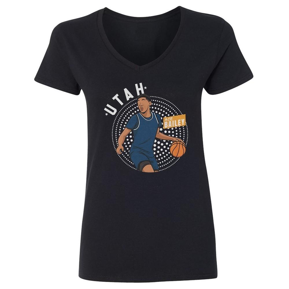 

Ace Bailey Basketball Retro Design - Utah Bball Fans Ladies V-Neck Tshirt Unisex T-Shirt XXXXL