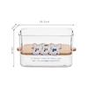 Transparent Tissue Box Dog Pattern Wood Lid Rounded Edge Minimalist PET Smooth Surface Napkin Box for Kitchen