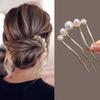 Retro Pearl Four-Tooth Hairpin: Women's Fashion Commuter Updo Accessory