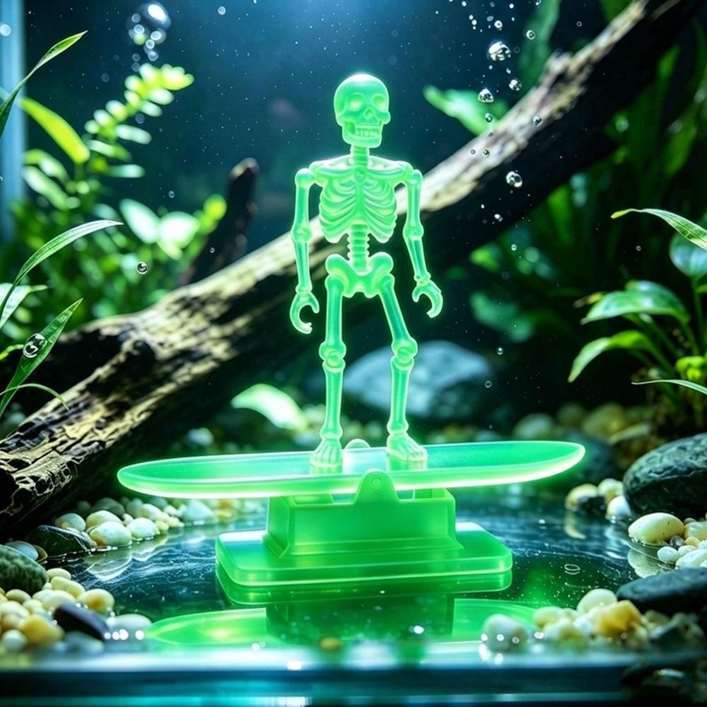 Air Pump Powered Surfing Dancing Skeleton Aquarium Bubbler Fish Landscaping