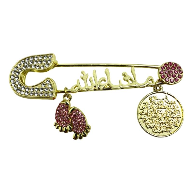 Modern Letter Shaped Brooch Pin Alloy With Turkish Cultural Charm Elegant Look Delicate Versatile Chest Pin