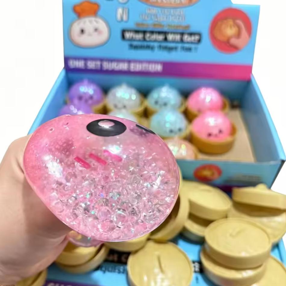 Glitter Dumpling Squishy,New Glitter Dumpling Squishies Box,Soft Squeeze Dough Ball For Stress Relief,Stretchy Bun With