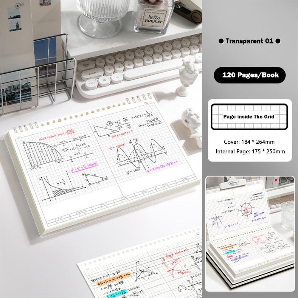 Тетрадь на кольцах B5 с сеткой/горизонтальной линовкой, ежедневник, блокнот, утолщенный дневник для ежедневного использования Transparent 01