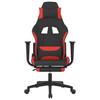 Gaming Chair with Massage & Footrest Black and Red Fabric