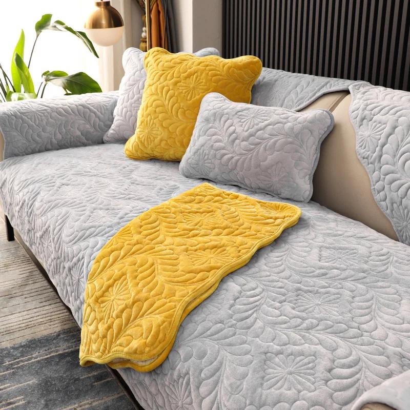 Zimní polštář na pohovku Moderní kombinace univerzální univerzální potah na pohovku protiskluzový holandský krátký sametový jednoduchost potah na pohovku polštář