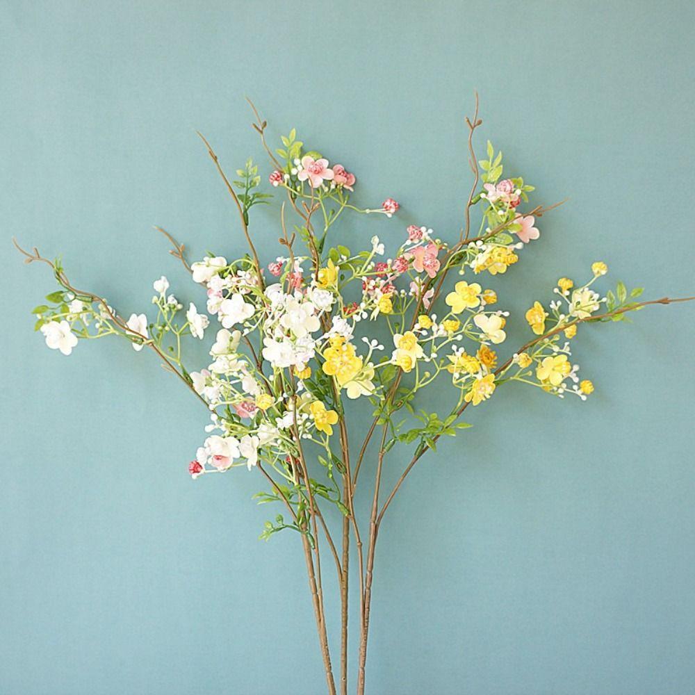 With Leaf Artificial Flower Single Small Flowers Plum Blossom Household Silk Flower  Courtyard