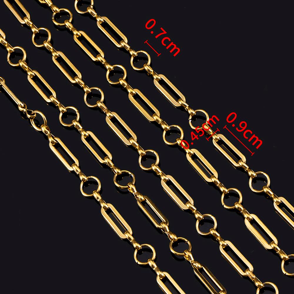 No Fade 1Meter Stainless Steel Gold Color Rolo Cuban Link Chain Bulk Thick Chains for DIY Necklace Bracelet Jewelry Making