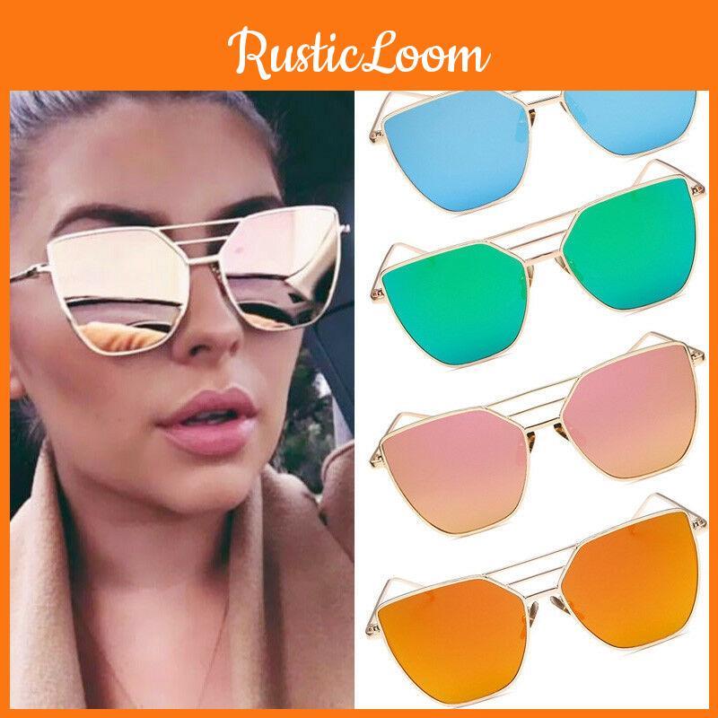 Fashion Women Aviator Mirror Lens Steampunk Sunglasses With Vintage Retro Charm