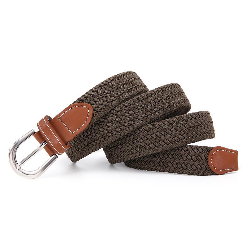 Women's Solid Color Elastic Canvas Belt with Pin Buckle