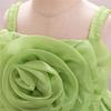 Toddler Princess Dress with 3D Rose Flowers and Shiny Satin Puff Sleeves