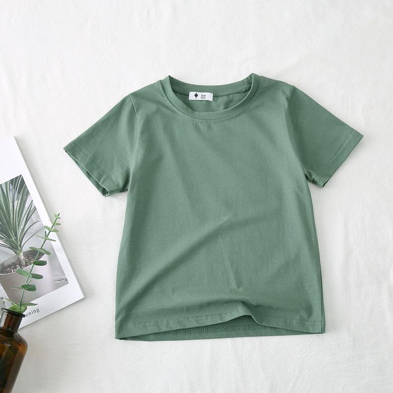Candy Color T Summer New Boys' Basic Solid Color Top, Girls' Baby Versatile Half Sleeved Cotton T-shirt