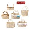 Dollhouse Hand Woven Rattan Basket Shopping Basket Straw Handbags Dollhouse Weaving Bag For Dolls Miniature Decoration