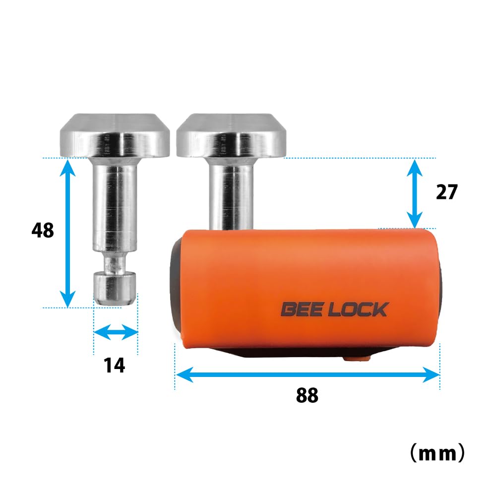 LEAD BEE LOCK Motorcycle Padlock with Lock 14mm for Loop Chain Locks and Disc Lock, Plug, Diameter, Locks, LZ-802A