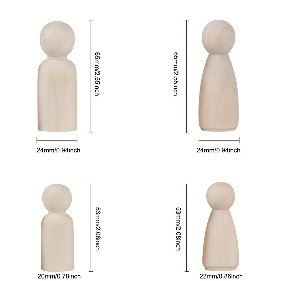 50pcs Wooden Peg Dolls Peg People Doll Bodies Wooden Figures Decorative Peg Doll People for Youngsters DIY Art Craft Painting