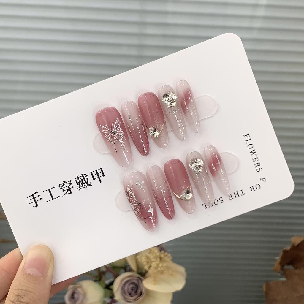 Pure Handmade Ice-transparent Gradient High-end Liquid Butterfly Wine Stained Plum Stickers