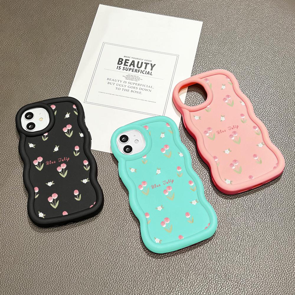 Big Wave Edge Soft Silicone Material Macaron Phone Case Shockproof Protective Rubber Casing for OPPO Reno Realme Infinix Tecno