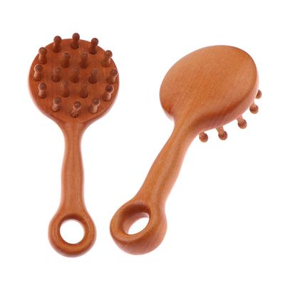 Natural Sandalwood Multi-Functional Head Massager Comb Scalp Therapy Circular Tooth Guasha Scraping Body Massager for Relaxation