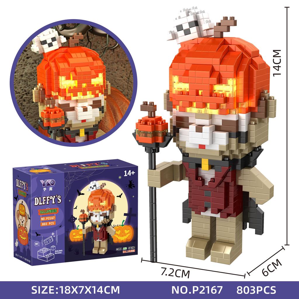Halloween Stitch Building Blocks Kitty Duffy Disney Cos Pumpkin Ghost Micro Bricks Mini Figure Assembled Toy For Home Decoration