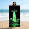 1 Stück UFO Lustiges Bild Strandtuch Schnelltrocknendes Handtuch Für Strand Pool Sport Yoga Fitnessstudio Zuhause Handtuch Geschenk für Freunde Sandfreies Handtuch