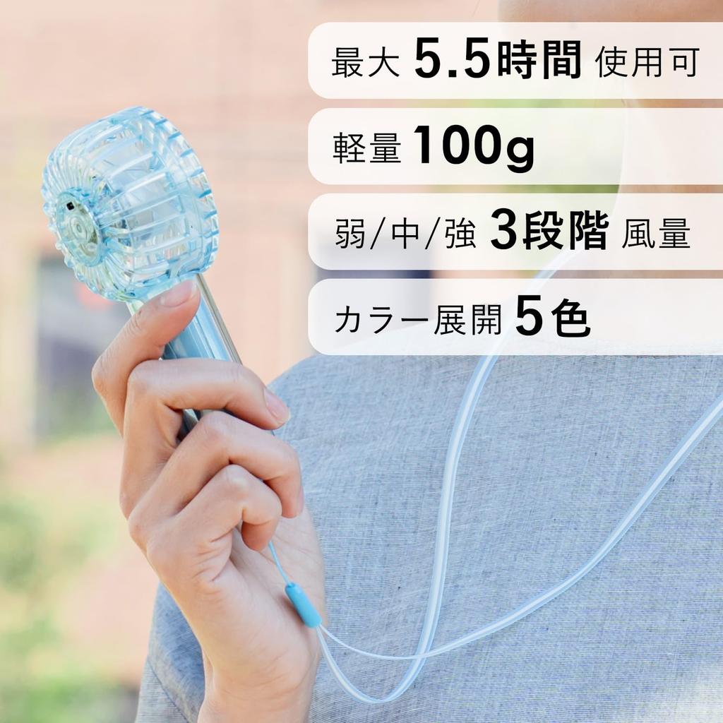 Life on Products Mini Clear Fan with LED Light White Handy Fan Hands Free Fan Small Fan Portable Fan Handheld Fan Gift Present Live LCAF002