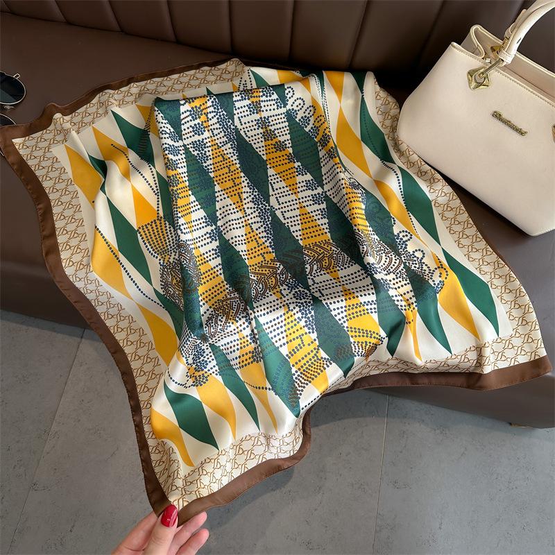 Spring Summer  Women Print Silk Scarf High Quality Luxury  Hairband Foulard 70*70Cm Ribbon Hijab Soft Neckerchief
