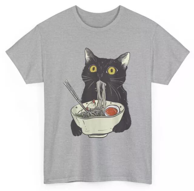 Funny Cat Eating Ramen Vintage Japanese Noodles TShirt Unisex T-Shirt M