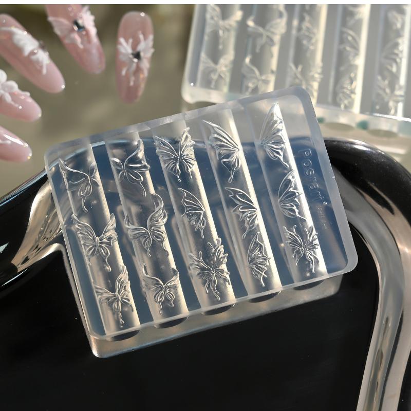 Creative Crystal Nail Art Mold for 3D Flower Butterfly Designs Perfect for Home Manicures
