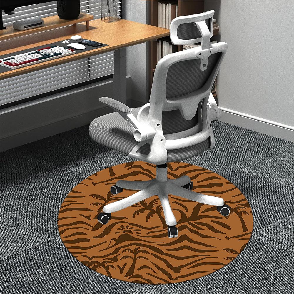 

1pc Tiger Palm Office Round Area Rug, Indoor Mat Suitable ForOffice, Under Office Chairs Bedroom Living Room Home Decor, Room Decot101 80cm by 80cm