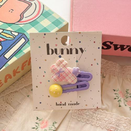 3pcs/set Cartoon Rabbit Cute Barrettes Hair Clips Hairpins Polka Dot Girls Sweet Hair Rope Ties Elastic Hair Bands Kids Headwear