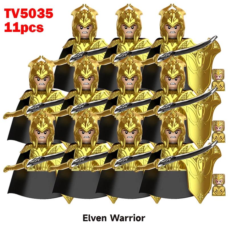 11pcs Medieval Elf Figures Orc Army Soldiers Vargr Raider Knights Building Blocks Bricks DIY Assemble War Toy Gifts for Kids Boy