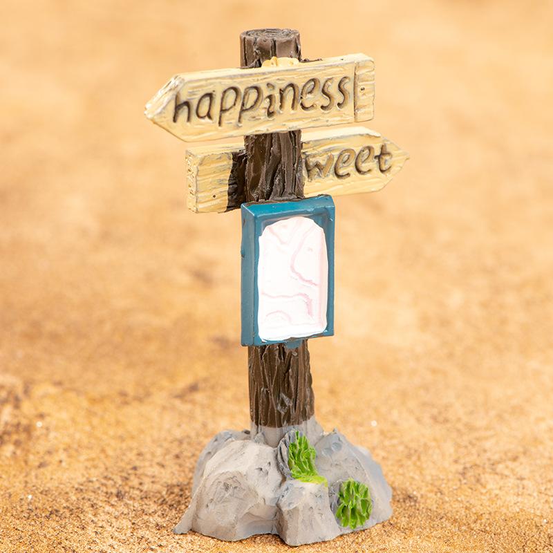 Micro Landscape Moss Decorative Small Ornaments Simulation Road Sign Resin Crafts