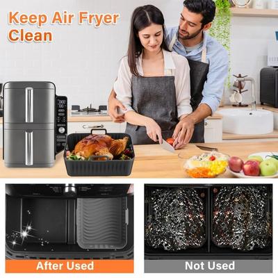 Silicone Air Fryer Liners Breathable Hole Non-stick Airfryer Baking Pan Black Gray Heat Resistant for Ninja SL400UK/SL401