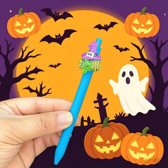 Gift for Halloween Lovers Ballpoint Pen, Cute Ghost Skull Pumpkin Retractable Gel Ink Unique Spider Web Pens 0.5mm Fine Point Writing Pen Party,