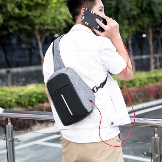 

Yousheng Sling Bag Zipper Closure Waterproof Nylon Lightweight Crossbody with USB Charging Port for Travel