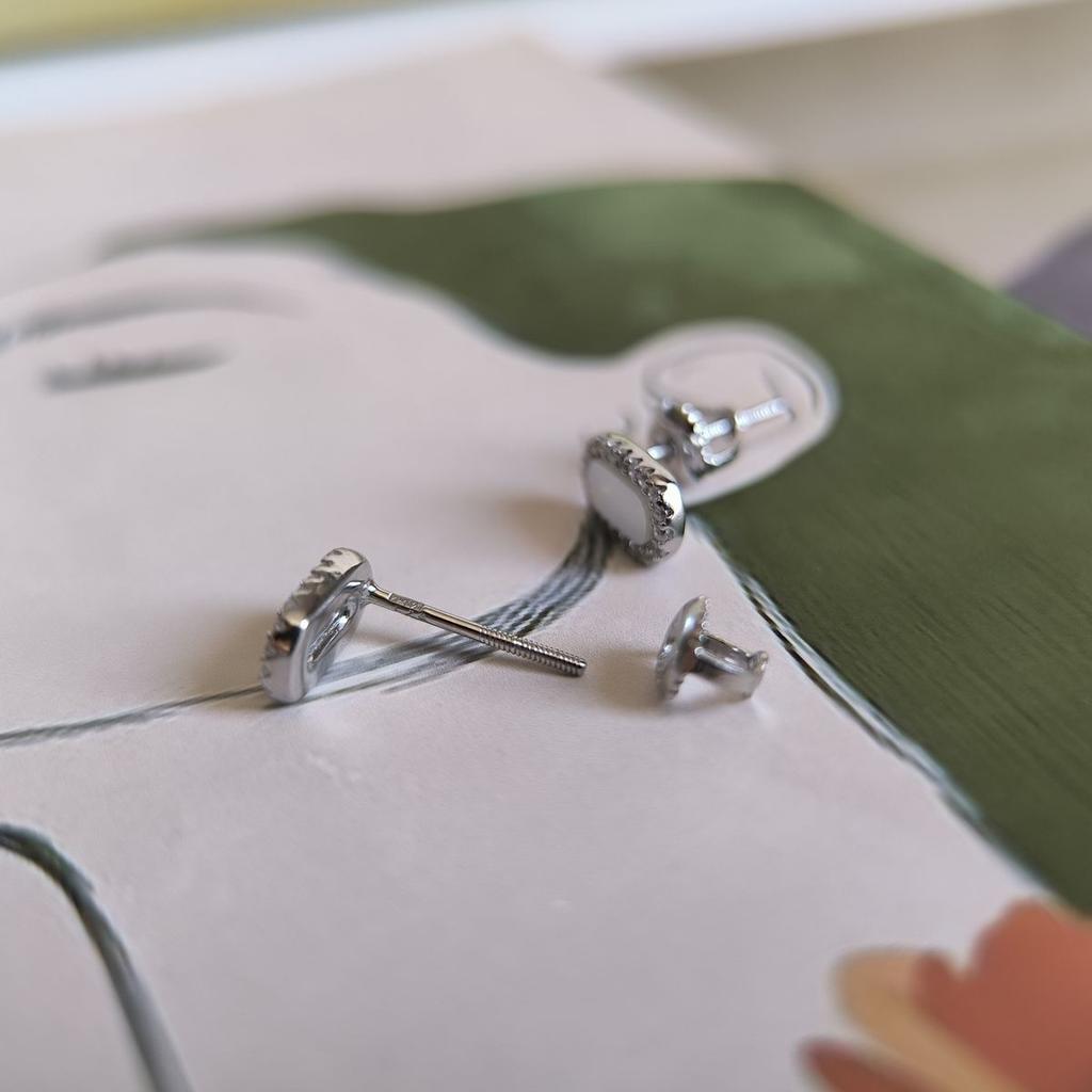 Silver Earrings with Natural Mother-of-pearl, Cubic Zirkonia (2184713)