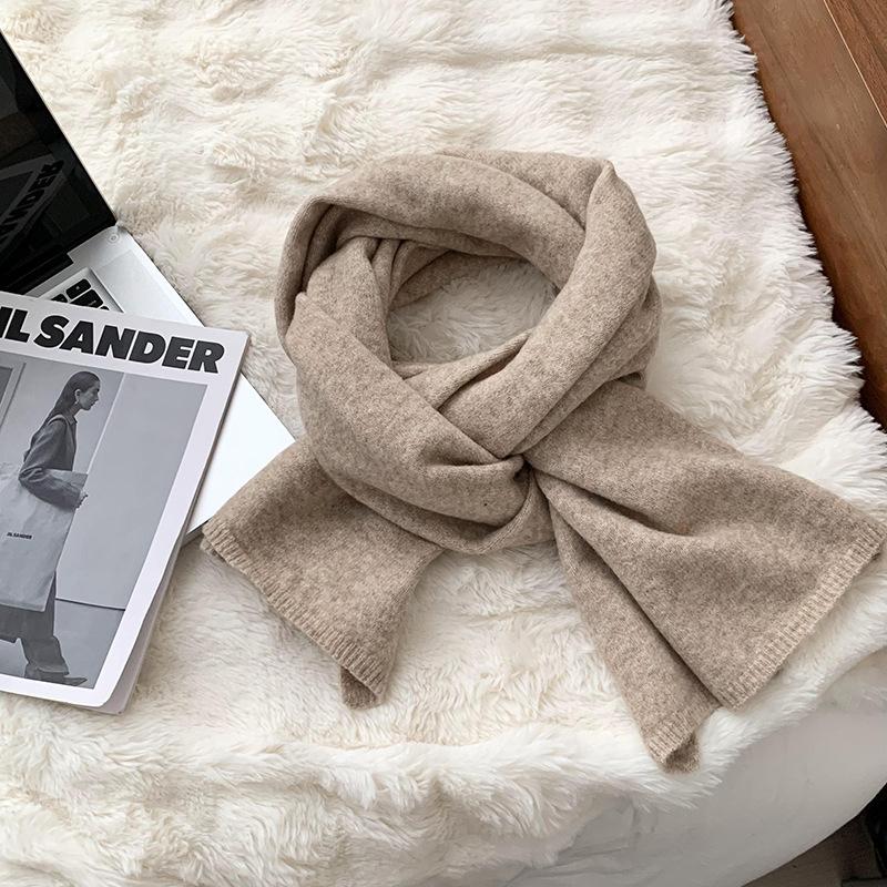 

Новый осенне-зимний однотонный вязаный шарф, женский простой и универсальный утолщенный теплый студенческий парный шейный шарф