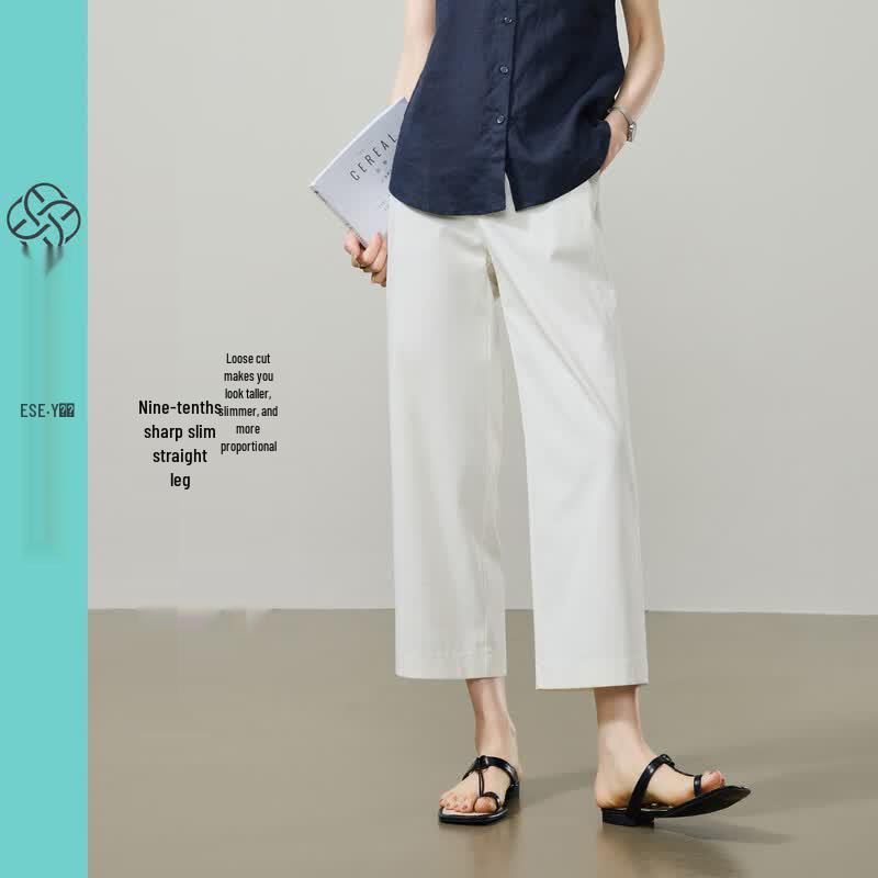 Women s Cropped Straight Wide-Leg Suit Pants 30S
