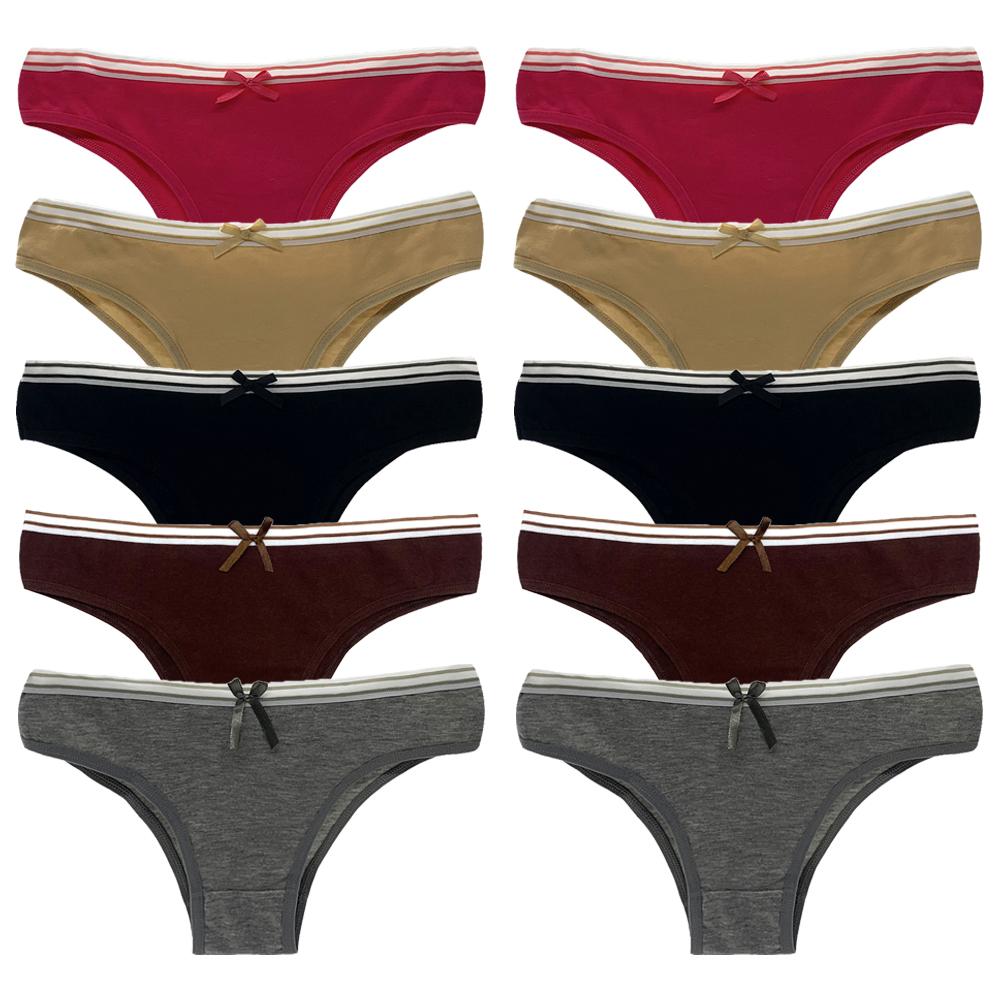 Panties for Woman Cotton Sexy Underwear Ladies Bikini Girls Briefs Soft Knickers Low Waist Intimates Lingerie  10Pcs/set