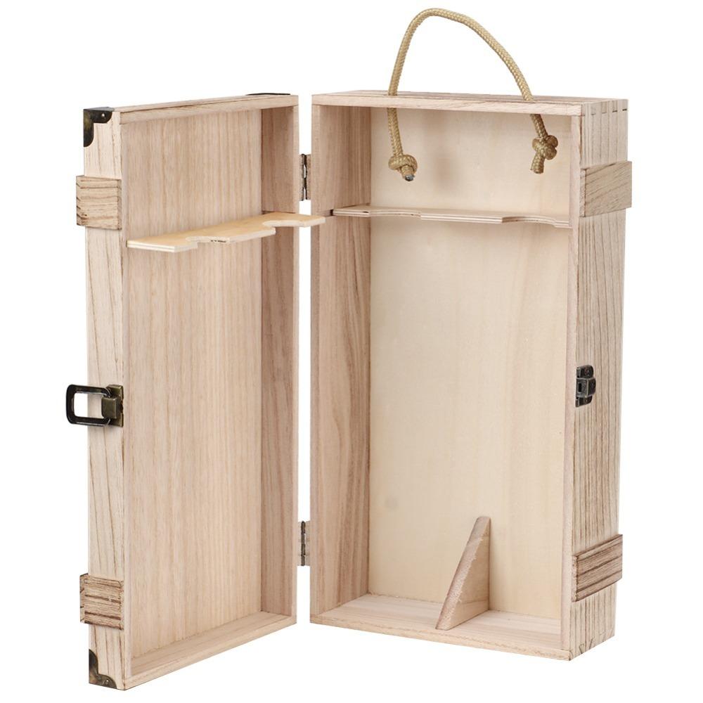 Wooden Red Wine Box Double Bottle Wine Gift Box Portable Wine Storage Box Decoration