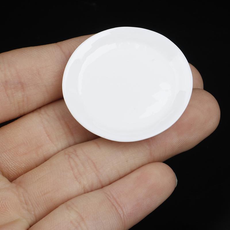 4ks 1:12 Miniatur pro domeček pro panenky Bílé kulaté talíře Talíř Kuchyňské doplňky Hračky