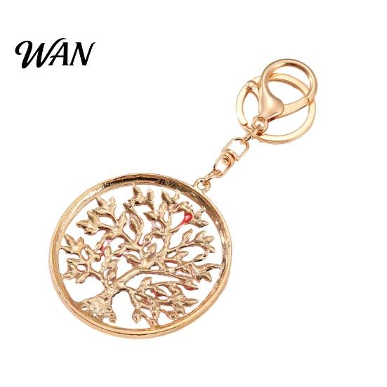 Key Holder Keychain Pendant Rhinestones Inlaid Tree of Life Design Decorative Durable Alloy Chain with Anti-Oxidation Lobster Clasp Backpacks