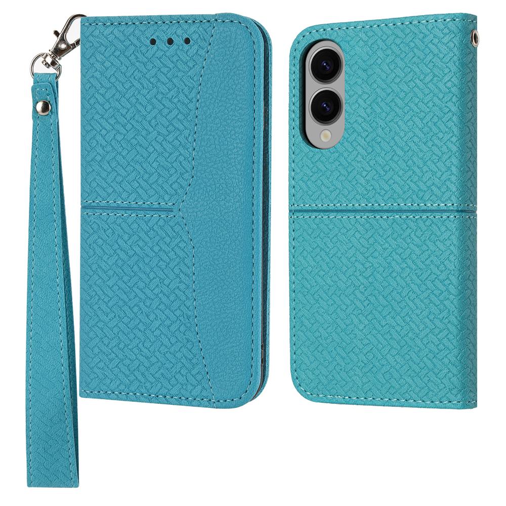 

Для Samsung Galaxy S25 Чохол-книжка з плетеною текстурою з ПУ шкіри Blue