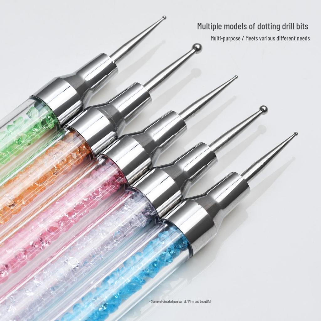 5pcs Double-Ended Nail Art Brush Set: Silicone, Multi-Color Rhinestone Pens for Picking, Embossing, and Glue Application
