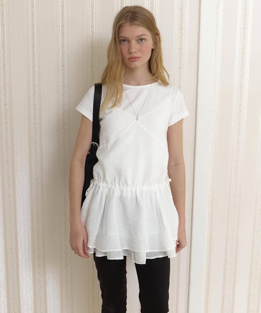 AMONG A Flare Layered Blouse_White