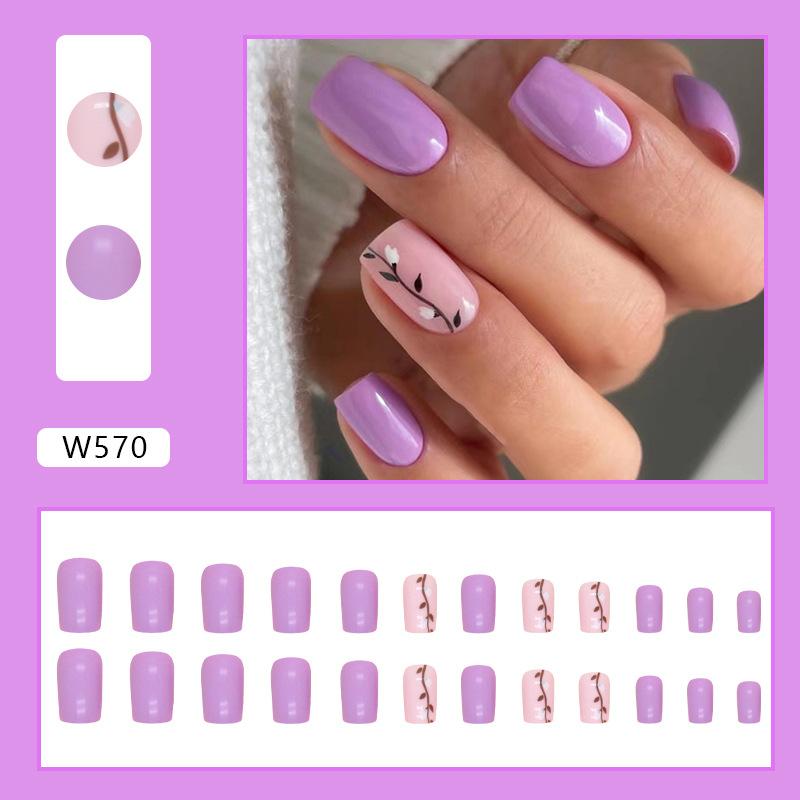 Summer Colorful Fresh And Cute Flowers European And American Fake Nails Solid Color Matte Nail Art Pieces Fashion Wear Nail