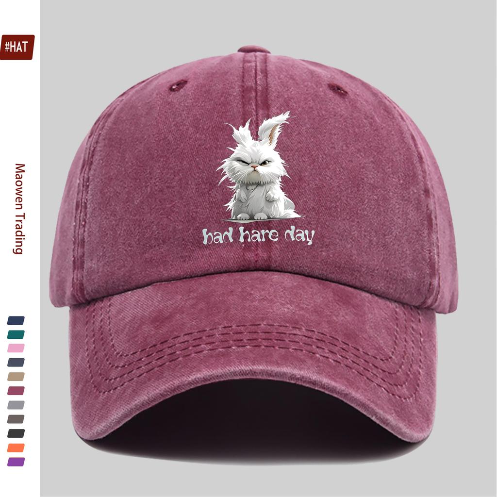pc Cute Rabbit Print Baseball Cap Adorable Headwear Hat Comfortable and Lightweight Dad Hat Adjustable Snapback Strap Truck